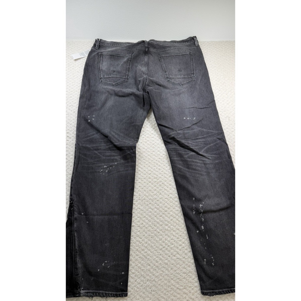Hudson Walker Kick Flare Jeans Mens 41 Black Paint Splatter Side Gusset Denim - Picture 6 of 7